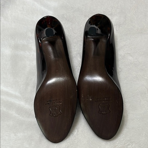 Stuart Weitzman Women's Dark Brown Peep Toe Heels - Picture 5 of 10